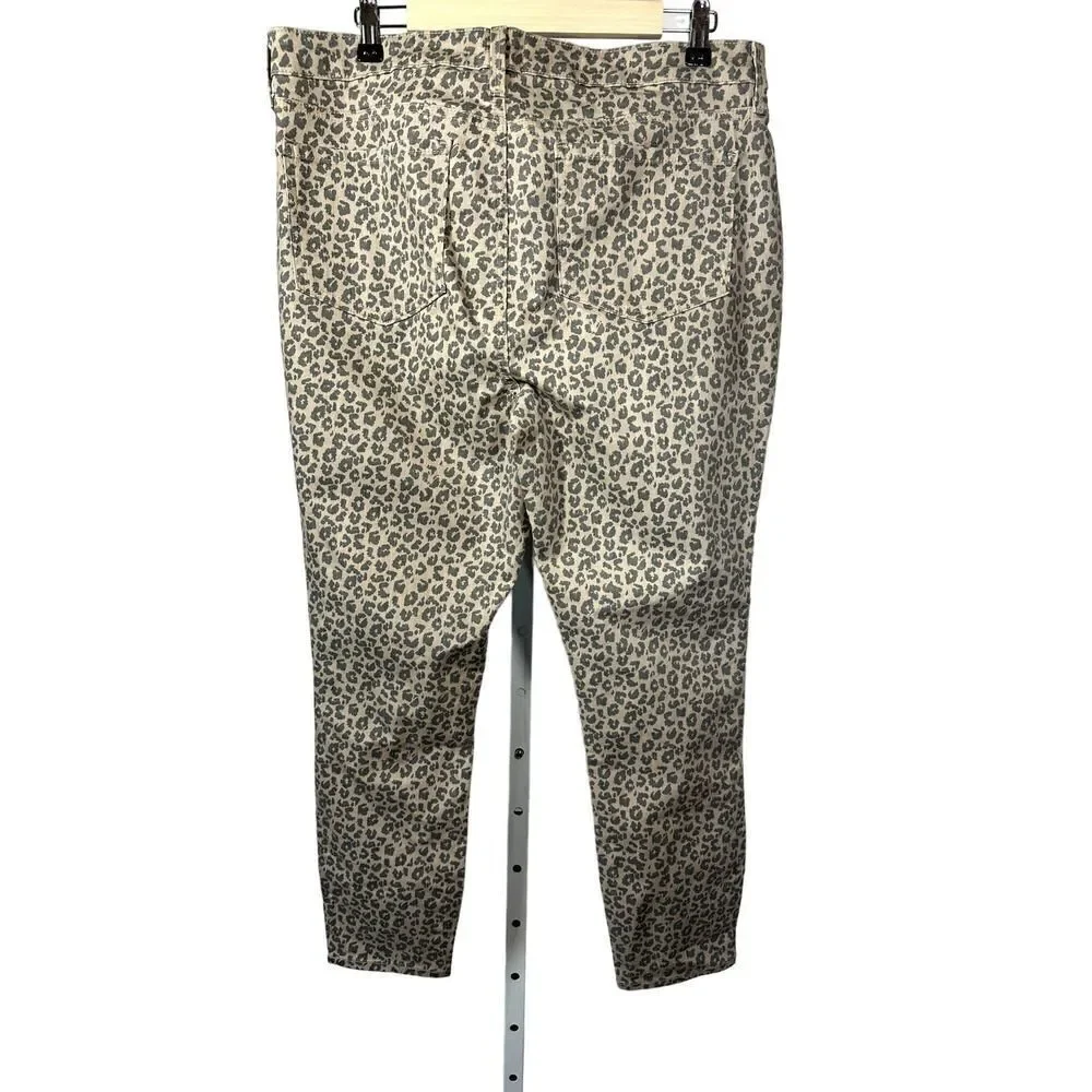 NYDJ X CHICO'S Women's Leopard Print High Rise Skinny Leg Jeans Tan Size 14